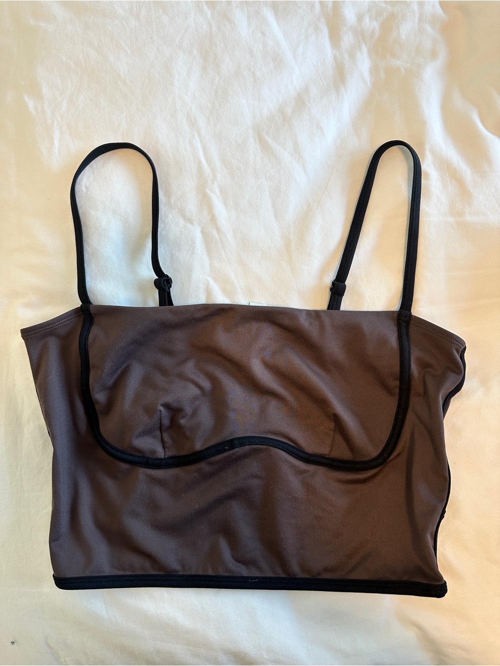 Alo Yoga Brown & Black Trim Stretch Crop Sports Bra Cami Top - Women Intimates